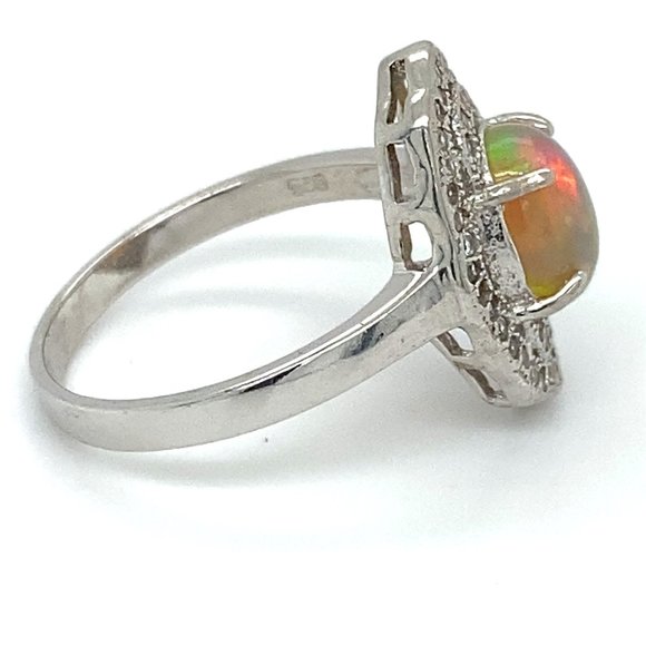 Opal 1.90ct Platinum Finish Solid Silver Ring - Picture 5 of 8